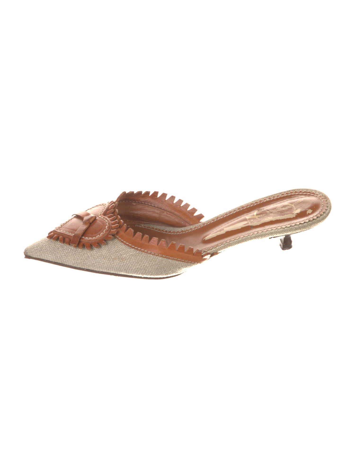 Yves Saint Laurent Rive Gauche Canvas Colorblock Pattern Mules