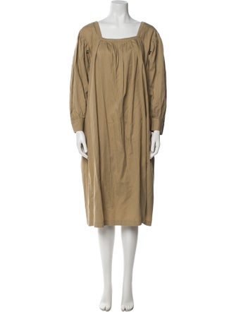 Yves Saint Laurent Rive Gauche Square Neckline Midi Length Dress