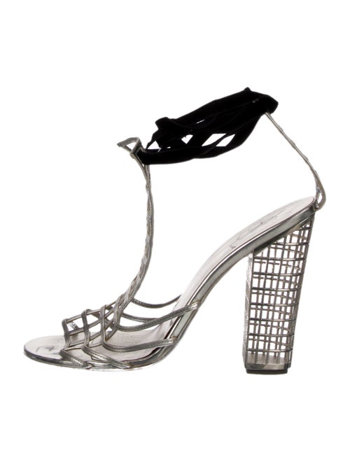 Yves Saint Laurent Rive Gauche Patent Leather T-Strap Sandals
