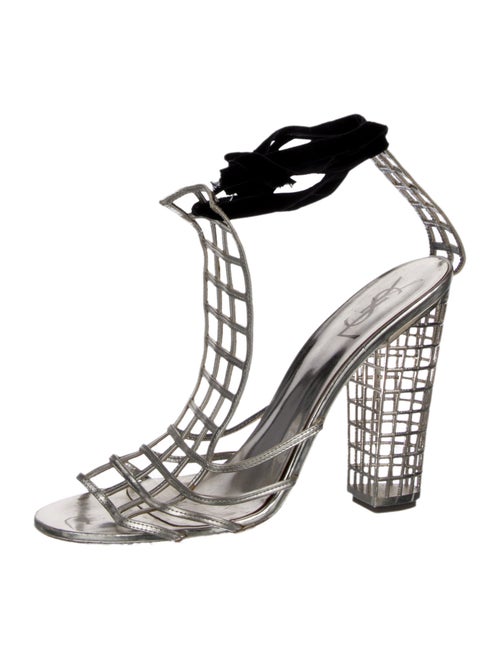 Yves Saint Laurent Rive Gauche Patent Leather T-Strap Sandals