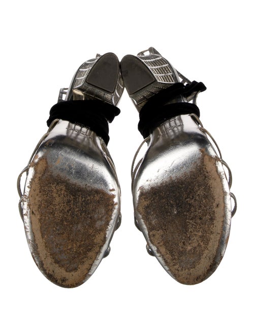 Yves Saint Laurent Rive Gauche Patent Leather T-Strap Sandals