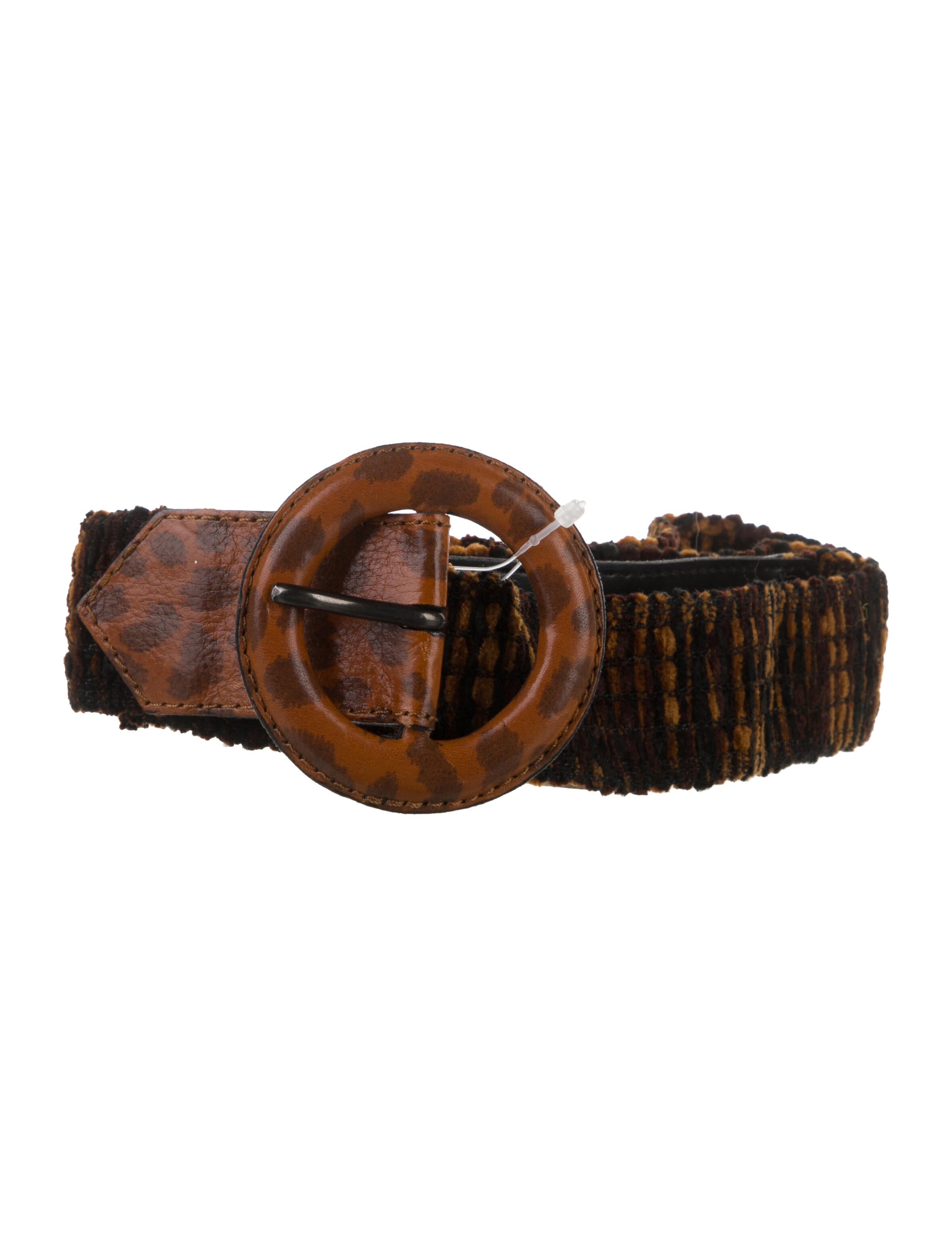 Yves Saint Laurent Rive Gauche Velvet Leather Trim Embellishment Belt