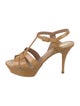 Yves Saint Laurent Rive Gauche Patent Leather T-Strap Sandals