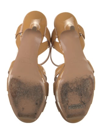 Yves Saint Laurent Rive Gauche Patent Leather T-Strap Sandals
