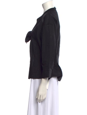 Yves Saint Laurent Rive Gauche V-Neck Three-Quarter Sleeve Blouse