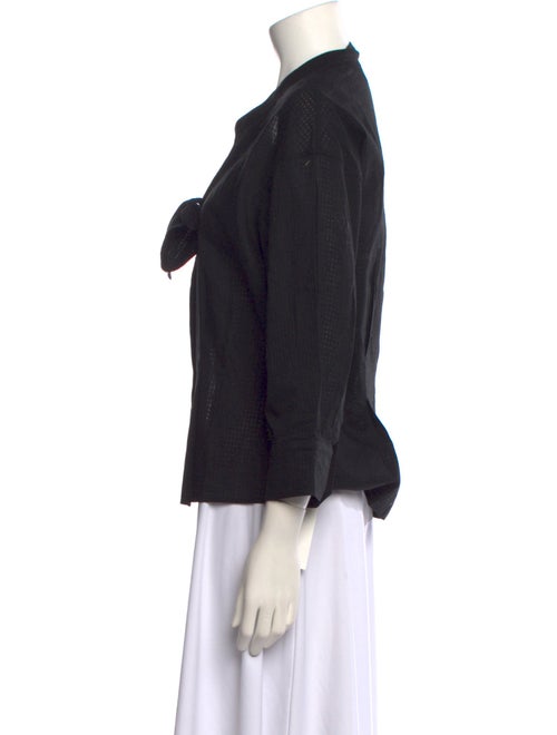 Yves Saint Laurent Rive Gauche V-Neck Three-Quarter Sleeve Blouse