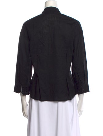 Yves Saint Laurent Rive Gauche V-Neck Three-Quarter Sleeve Blouse