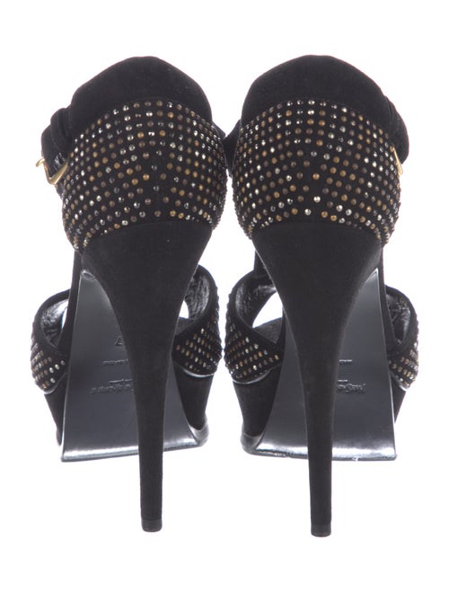 Yves Saint Laurent Rive Gauche Suede Studded Accents T-Strap Pumps