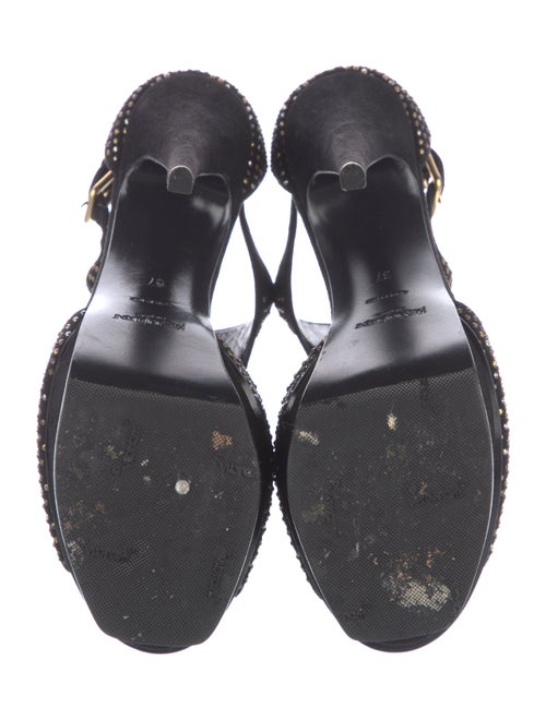 Yves Saint Laurent Rive Gauche Suede Studded Accents T-Strap Pumps