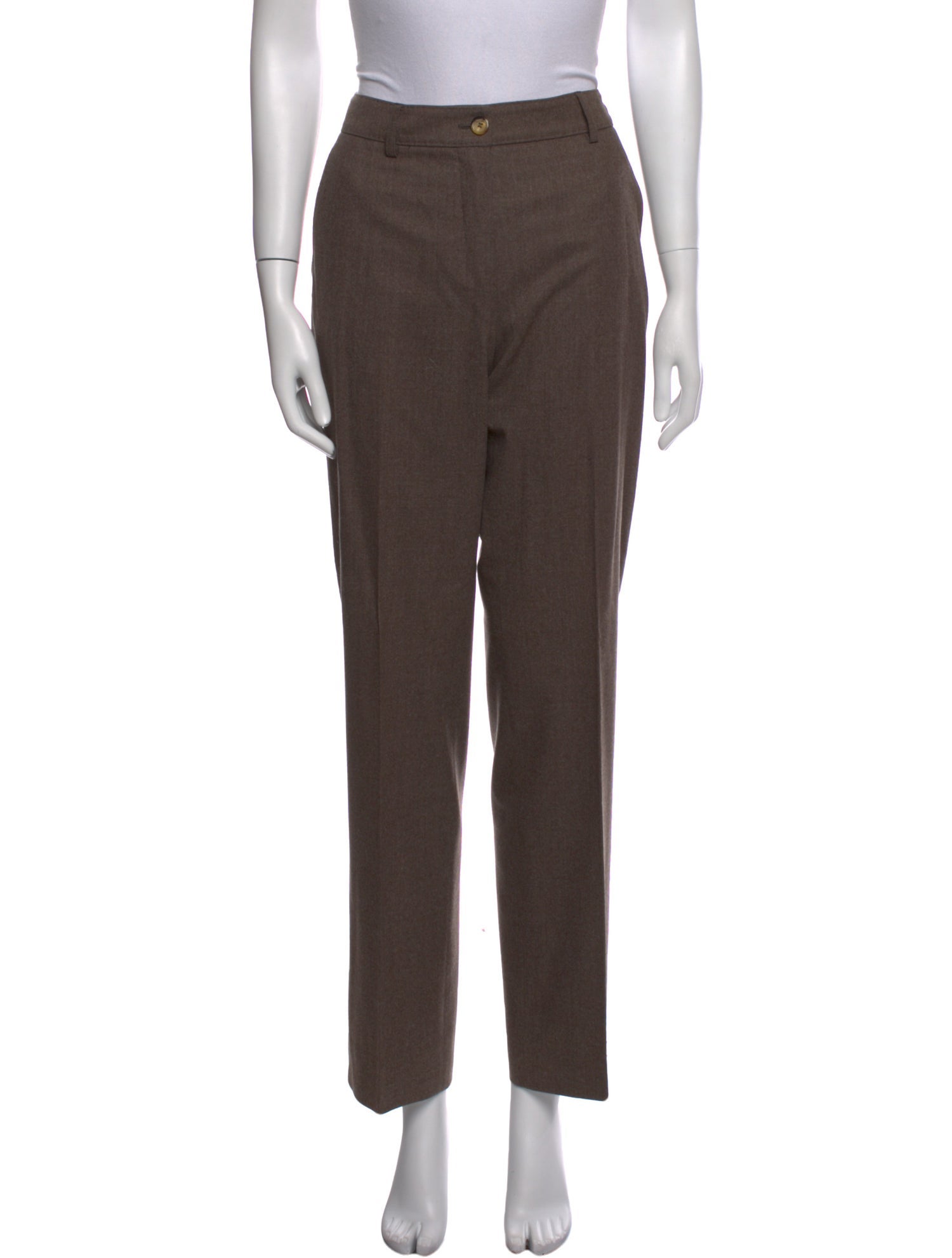 Yves Saint Laurent Rive Gauche Wool Straight Leg Pants