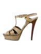 Yves Saint Laurent Rive Gauche Leather T-Strap Sandals