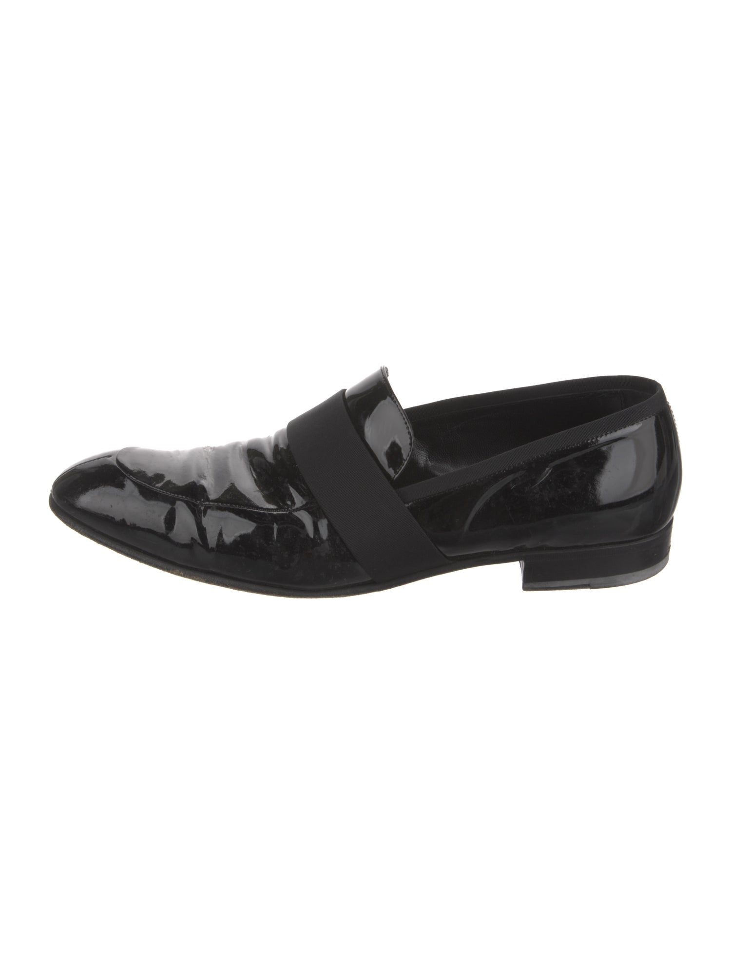 Yves Saint Laurent Rive Gauche Patent Leather Grosgrain Trim Loafers