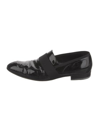 Yves Saint Laurent Rive Gauche Patent Leather Grosgrain Trim Loafers
