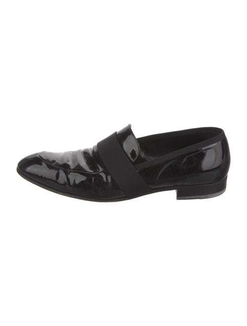 Yves Saint Laurent Rive Gauche Patent Leather Grosgrain Trim Loafers