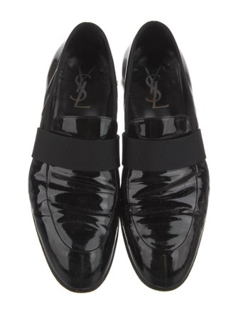 Yves Saint Laurent Rive Gauche Patent Leather Grosgrain Trim Loafers