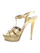 Yves Saint Laurent Rive Gauche Patent Leather T-Strap Sandals