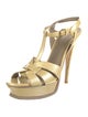 Yves Saint Laurent Rive Gauche Patent Leather T-Strap Sandals