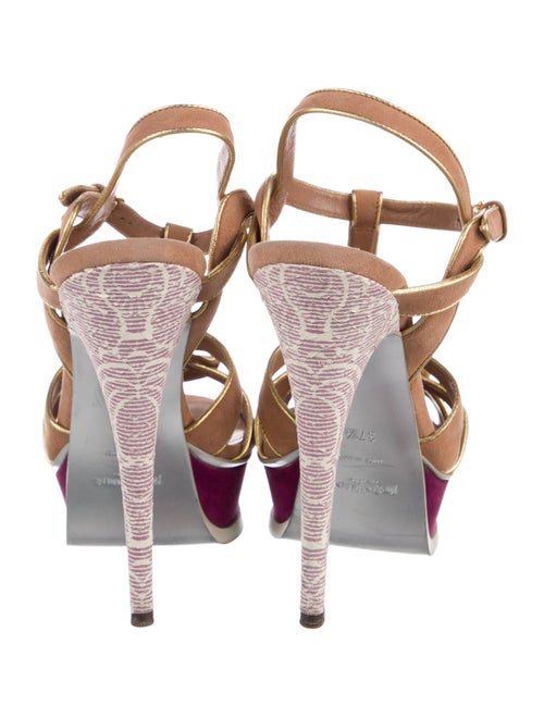 Yves Saint Laurent Rive Gauche Suede T-Strap Sandals