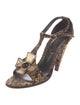 Yves Saint Laurent Rive Gauche Jacquard Printed T-Strap Sandals