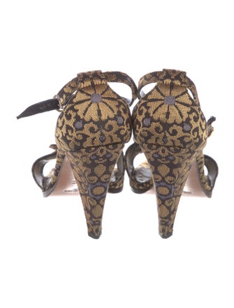 Yves Saint Laurent Rive Gauche Jacquard Printed T-Strap Sandals