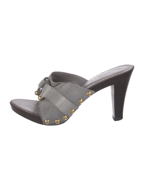 Yves Saint Laurent Rive Gauche Suede Studded Accents Slides