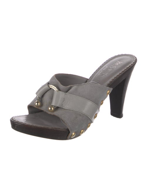 Yves Saint Laurent Rive Gauche Suede Studded Accents Slides