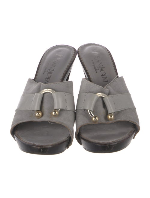 Yves Saint Laurent Rive Gauche Suede Studded Accents Slides