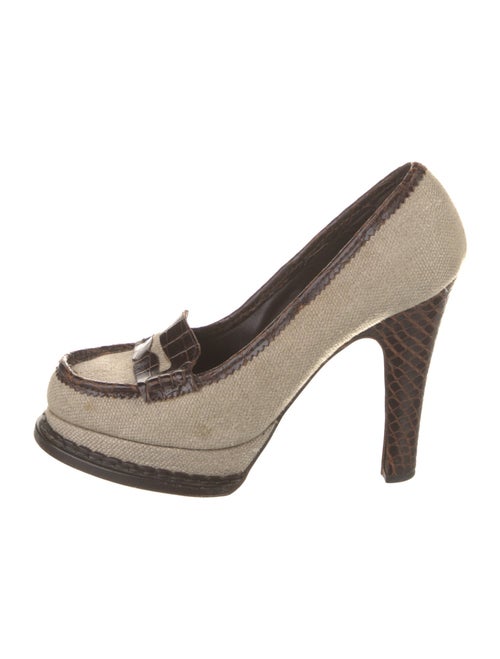 Yves Saint Laurent Rive Gauche Canvas Colorblock Pattern Pumps