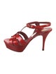 Yves Saint Laurent Rive Gauche Patent Leather T-Strap Sandals