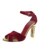 Yves Saint Laurent Rive Gauche Velvet Crystal Embellishments Sandals
