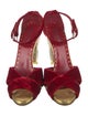 Yves Saint Laurent Rive Gauche Velvet Crystal Embellishments Sandals