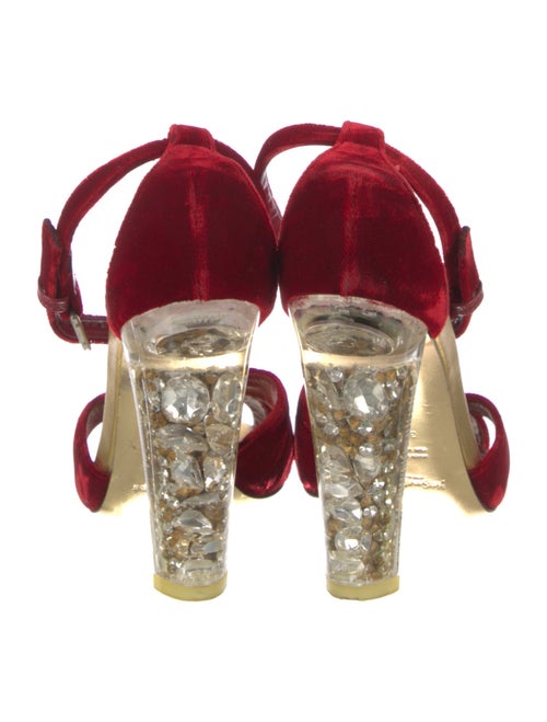 Yves Saint Laurent Rive Gauche Velvet Crystal Embellishments Sandals