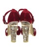 Yves Saint Laurent Rive Gauche Velvet Crystal Embellishments Sandals