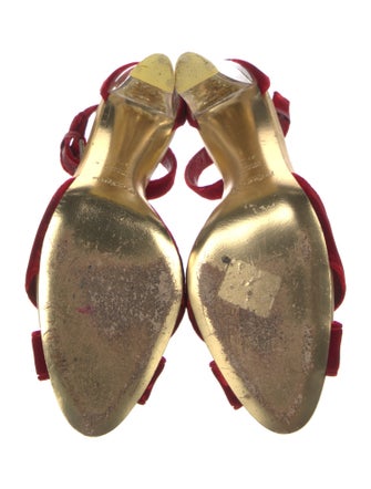 Yves Saint Laurent Rive Gauche Velvet Crystal Embellishments Sandals