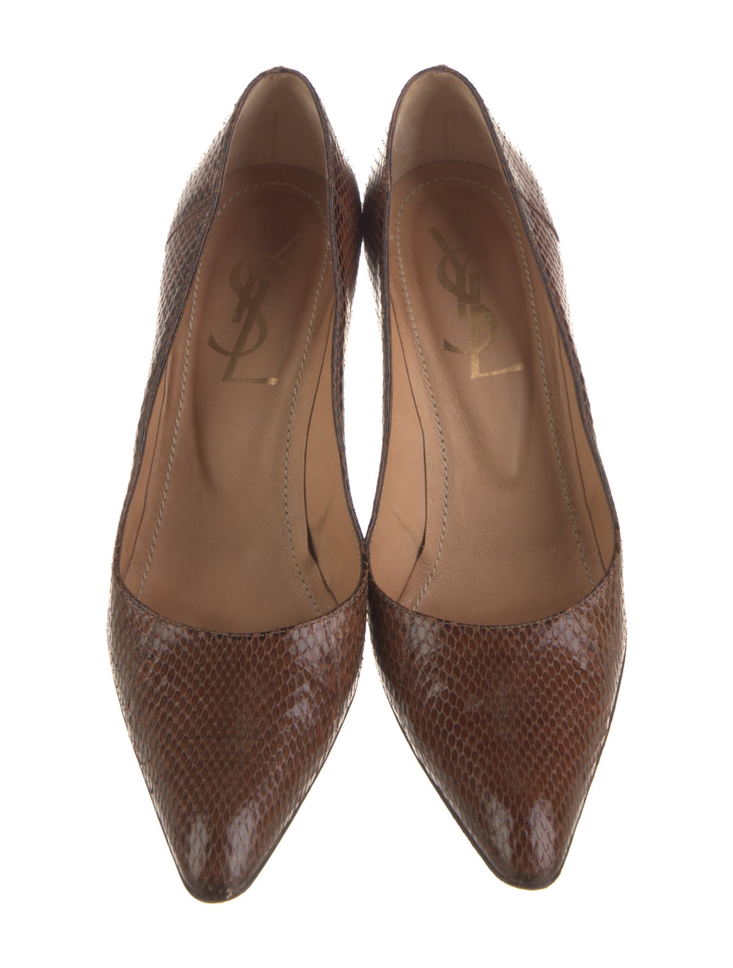 Yves Saint Laurent Rive Gauche Snakeskin Animal Print Pumps