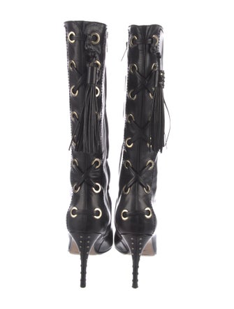 Yves Saint Laurent Rive Gauche Leather Tassel Accents Boots