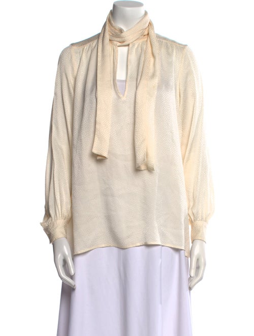 Yves Saint Laurent Rive Gauche Mock Neck Long Sleeve Blouse