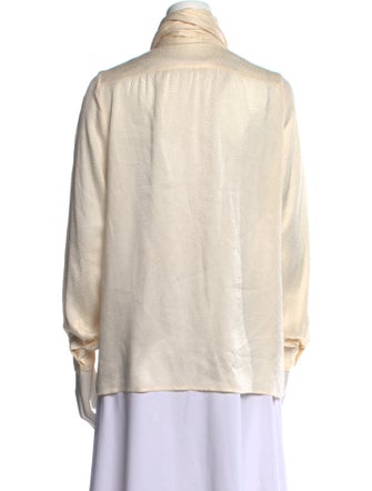 Yves Saint Laurent Rive Gauche Mock Neck Long Sleeve Blouse