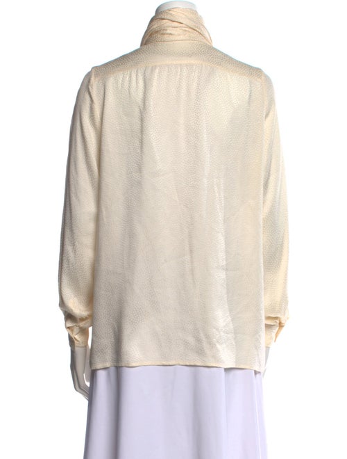 Yves Saint Laurent Rive Gauche Mock Neck Long Sleeve Blouse