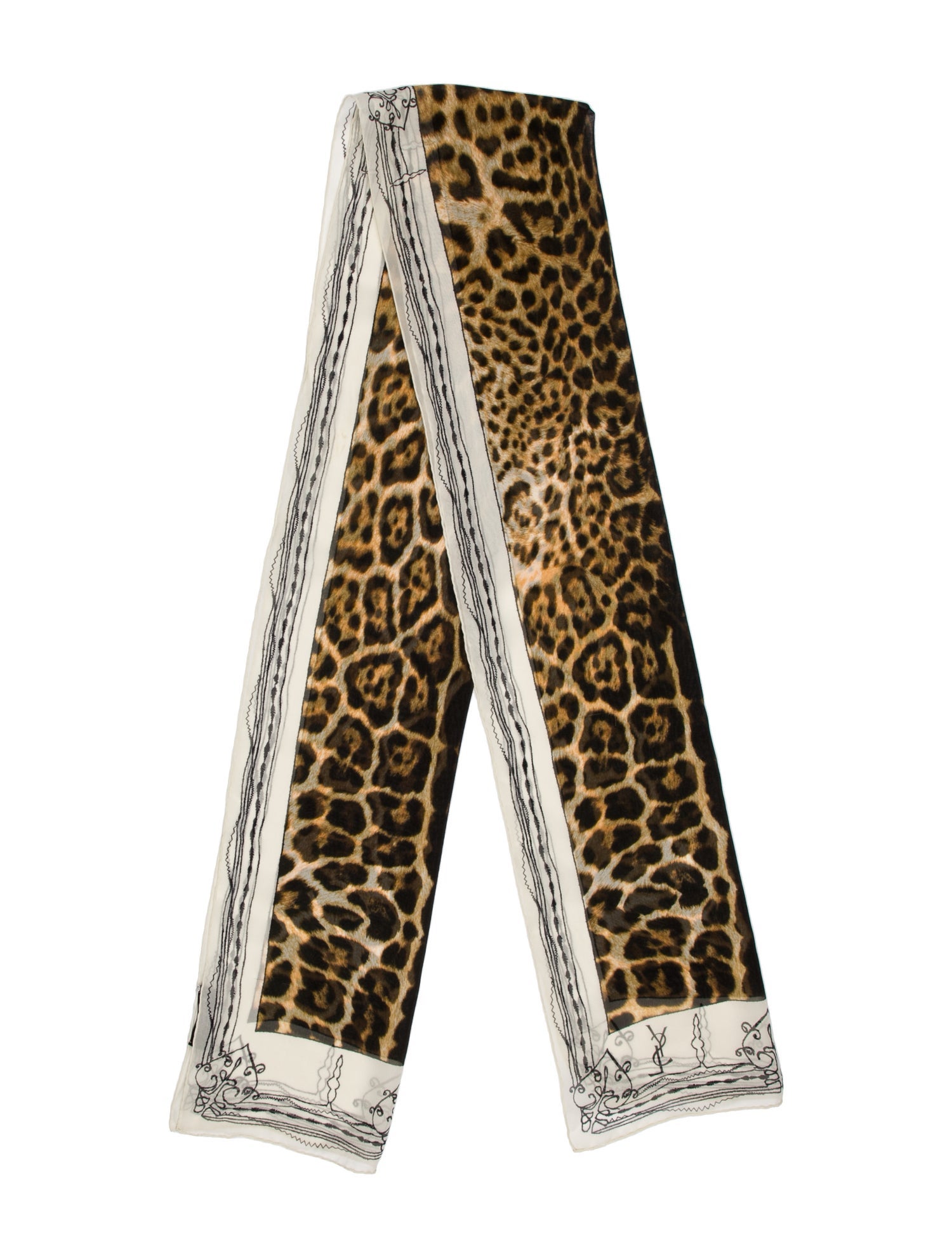 Yves Saint Laurent Rive Gauche Silk Animal Print Scarf