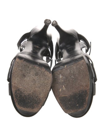 Yves Saint Laurent Rive Gauche Patent Leather T-Strap Sandals