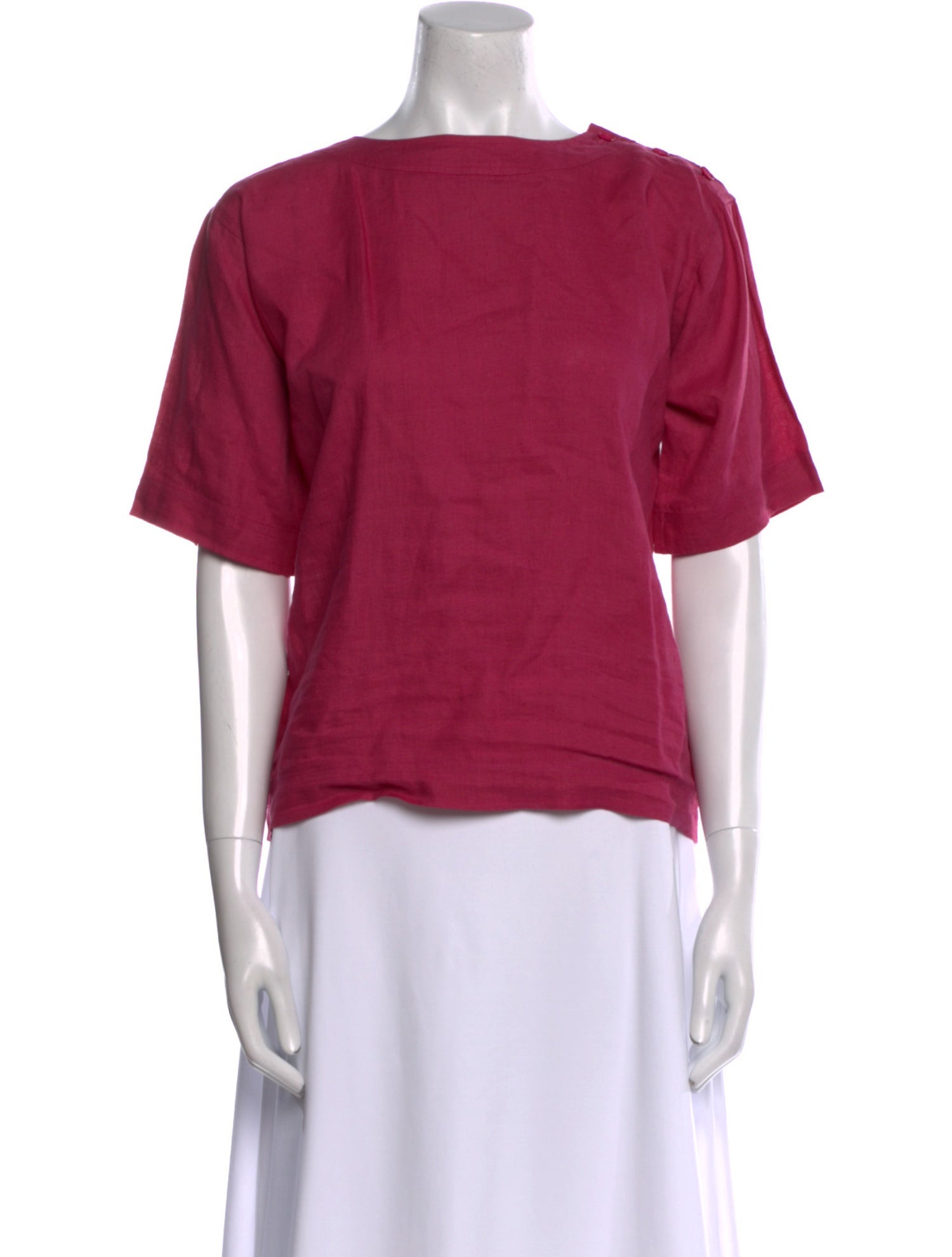 Yves Saint Laurent Rive Gauche Linen Bateau Neckline Blouse