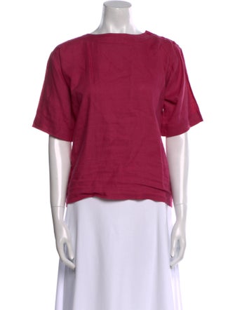 Yves Saint Laurent Rive Gauche Linen Bateau Neckline Blouse