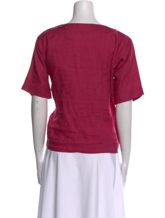 Yves Saint Laurent Rive Gauche Linen Bateau Neckline Blouse