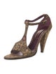 Yves Saint Laurent Rive Gauche Jacquard Printed T-Strap Sandals