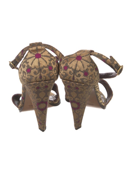 Yves Saint Laurent Rive Gauche Jacquard Printed T-Strap Sandals
