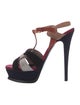 Yves Saint Laurent Rive Gauche Suede T-Strap Sandals