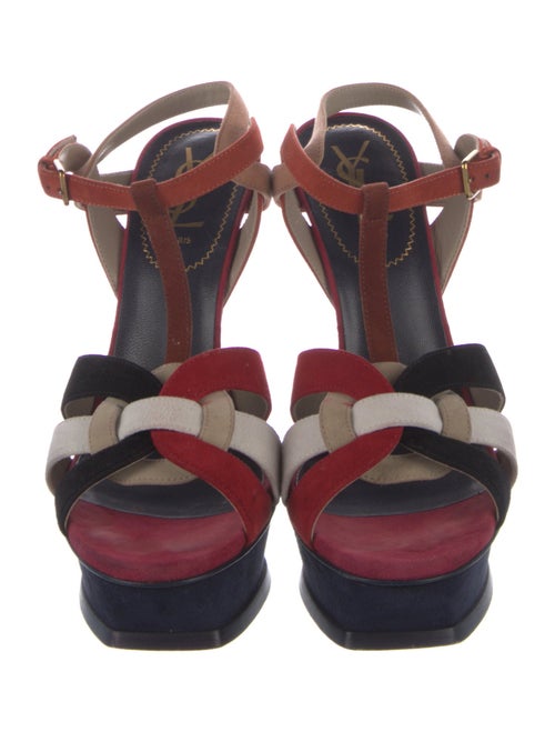 Yves Saint Laurent Rive Gauche Suede T-Strap Sandals