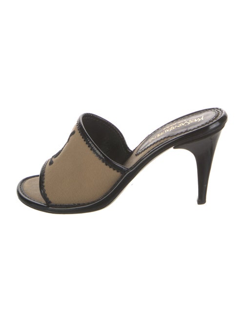Yves Saint Laurent Rive Gauche Canvas Patterned Slides