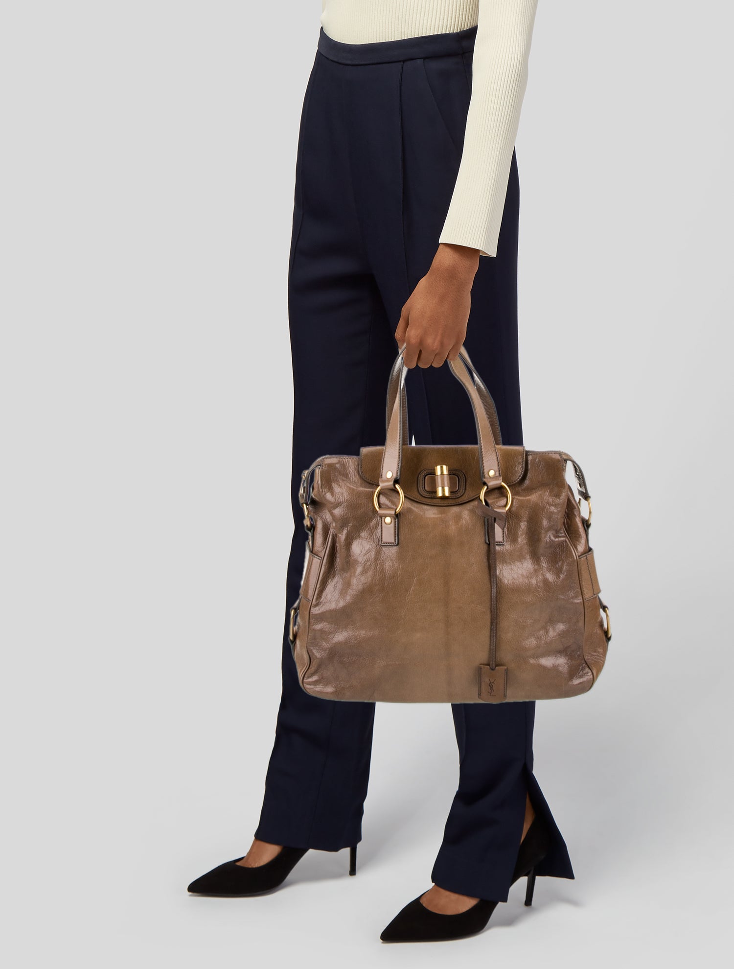 Yves Saint Laurent Rive Gauche Leather Top Handle Bag